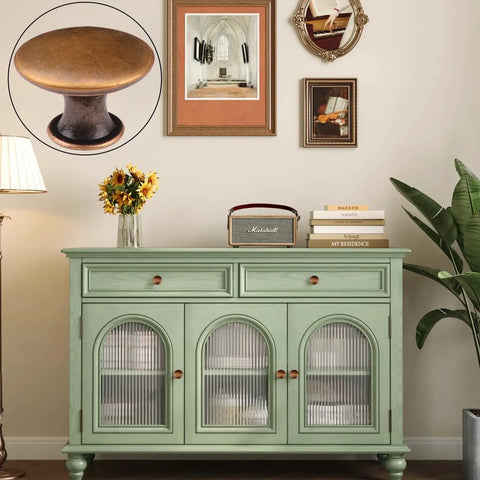 Room with vintage dresser adorned with antique copper knobs, showing Antique Copper Kitchen Cabinet Knobs 12 Pack Round Cupboard Drawer Pulls