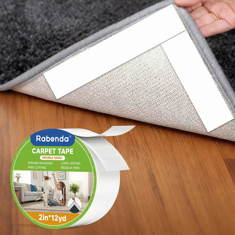 Double Sided Carpet Tape For Rug Security And Easy Removal Keeps Rugs In Place And Grips Hard Floors Without Residue 2 inch x 12 yard
