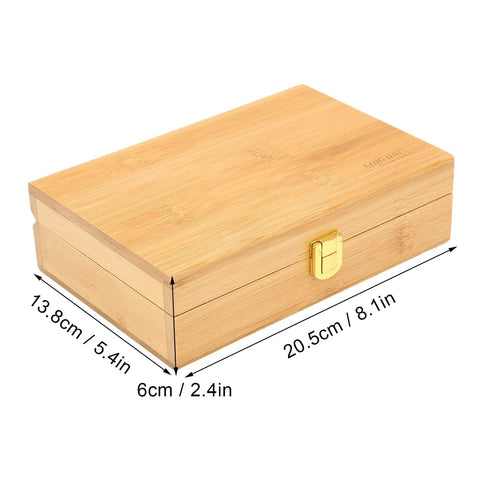 Wooden storage box for Pro Grade Mainspring Winder Tool Kit With Copper Construction, size 20.5cm x 13.8cm x 6cm