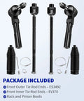 Front Tie Rod End Kit For Silverado 1500 And Sierra 1500 1999 2006 Fits 2WD Rack Steering Includes 4 Inner Outer Tie Rod Ends With Boots EV370 ES3492 6 Pc Ready To Roll For Rack Steering And Suspension Repair package components displayed.