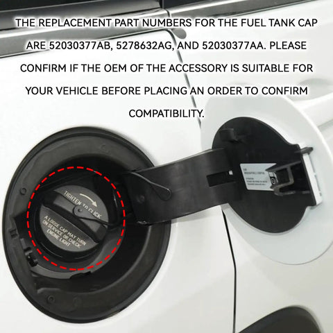 Gas Cap Fuel Cap Cover Replacement For Jeep Wrangler Grand Cherokee Compass Patriot Ram Charger Challenger Durango Easy Install ABS Plastic Oil Resistant Waterproof shown on vehicle fuel tank opening
