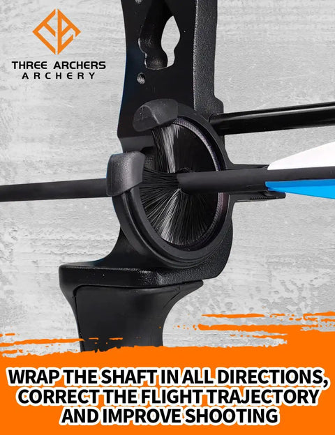 Fully Enclosed Brush Arrow Rest For Compound And Recurve Bow With Capture Style Option shown on archery setup