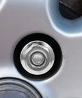 Cabilock Wheel Lug Nut And Bolt Kit With Antirust Coating, Heavy Duty Metal Wheel Screws And Flange Nuts For Easy Install On ATV Go-Kart Beach Buggy And Vehicle Hub Wheel Upgrade silver lug nut on alloy wheel close-up