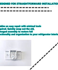 Refrigerator Hinge Shelf Assembly Replacement DA97-05251B shown against a white background, white plastic material.