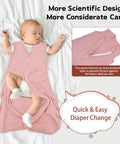 Baby in all cotton baby sleep sack 0 to 6 months TOG 0.5 wearable blanket three pack with two way zipper, pink color.