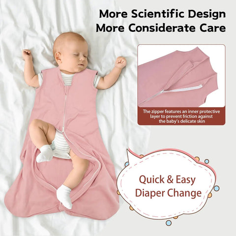 Baby in all cotton baby sleep sack 0 to 6 months TOG 0.5 wearable blanket three pack with two way zipper, pink color.