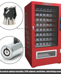 High Security Vending Machine Lock and Key Kit for Soda Snack and Candy Machines With Tubular Keyway Tamper Proof Cylinder and Keyed Different Replacement for Coke Gumball Machines by Qjaiune shown with vending machine