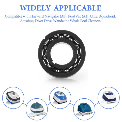 Front view of AXV055P turbine bearing, black, 2-pack, compatible with Hayward pool vacuums