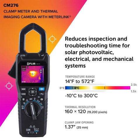 CM276 IGM Clamp Meter With METERLiNK For Safe Electrical Troubleshooting And Infrared Guided Measurement, display shown