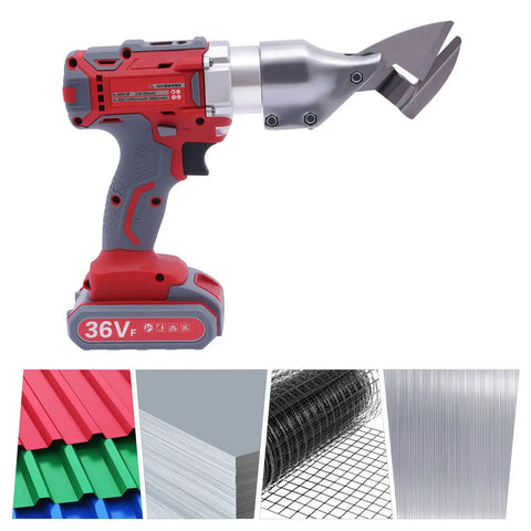 CUBELLIN 36V Cordless Electric Metal Shears Two-Speed Cutter with dual batteries for cutting steel and aluminum sheets.