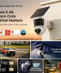 Dual Lens Outdoor Security Camera System With 170 Degree Wide Angle And 360 Degree PTZ, Solar Powered, AI Human And Vehicle Tracking
