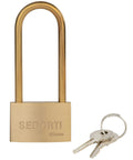 Padlock, SEDORTI weatherproof solid brass with long shackle, 1.5-inch wide, includes two keys