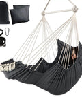 Hammock Chair With Foot Rest And Cushions For Ultra Cozy Comfort Supports Up To 500 Pounds Collapsible Spreader Bar Easy Storage Soft Cotton Swing Seat Durable Straps And Carabiner Side Pocket For Phone Or Keys
