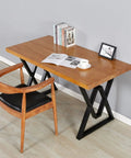 Wooden table with black Beefy Industrial Modern Metal Table Legs 28 Inch High 24 Inch Wide DIY Dining Coffee Desk Workbench Base