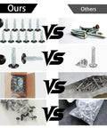 Comparison image of Heavy Duty Self Tapping Trailer Screws Number Ten By Three Quarter Inch Zinc Plated Big Rig Ready Fasteners.