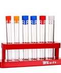 Six Colorful Plastic Test Tubes Kit With Caps And Rack For Home Science Experiments Includes Two Small Tubes And Four Large Tubes