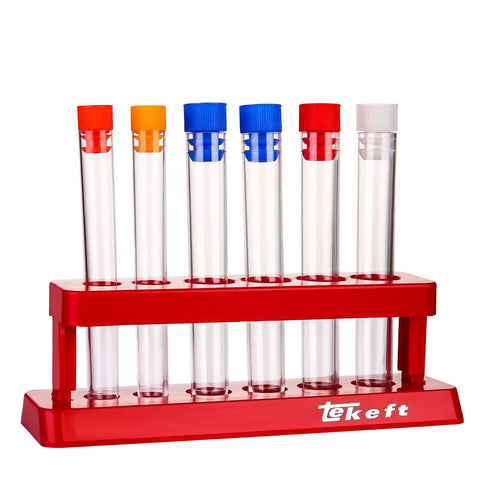 Six Colorful Plastic Test Tubes Kit With Caps And Rack For Home Science Experiments Includes Two Small Tubes And Four Large Tubes