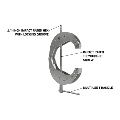 1/4 Inch Impact Driven Clamp Delivers 2000 Pounds Clamping Force, Quick Hand To Impact Switch, Grade 8 Steel Construction, Heavy Duty Clamp For Woodworking And Metal Fabrication, Built To Handle Tough Jobs. 1/4-inch impact rated hex clamp with T-handle