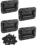 Large Recessed Spring Loaded Steel Handle Set 4 Pack For Flush Mount Cabinets with screws, durable 16-gauge steel body
