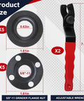 All-In-One 12-Piece Grinder Nut And Wrench Set For 4.5 To 7 Inch Grinders, includes adjustable wrenches and grinder flange nuts.