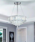 Modern Crystal Chandelier With LED Light Fixture That Elevates Your Living Room Bedroom And Dining For Real Chrome And White Finish 15.7 Inch Diameter Easy Install Dimmable Glow
