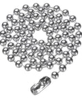 Stainless Steel Ball Chain 5.0mm 23.6 Inch Length 316L Round Bead Necklace Dog Tag Pull Chain With Connectors Clasps