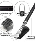 Grill Boss Heavy Duty 18 Inch Stainless Steel Grill Brush And Scraper With 3 In 1 Bristles featuring ergonomic design and hanging loop