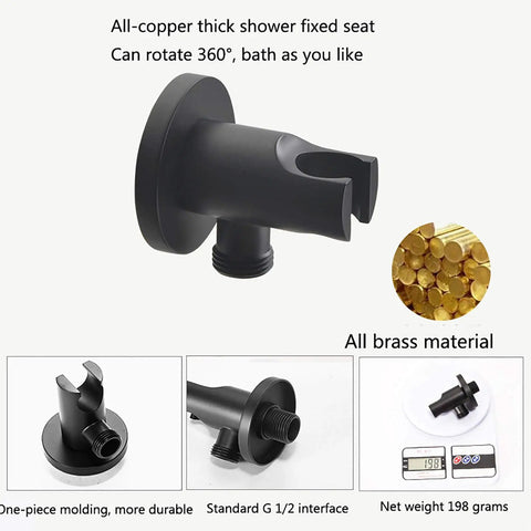 UMJIGF Shower System with Tub Spout, Black Shower Faucet Set 8 Inch Brass Shower combo set fixed seat, 360° rotation, all brass material.