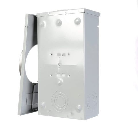 Side angle view of SS102AX Talon Meter Socket For Residential Use Ring Type Overhead Meter Enclosure 200 Amp Single Phase 3 Wire 4 Jaw Steel UAT4