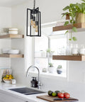 Dope Modern Black Industrial Farmhouse Pendant Light For Kitchen Island And Dining Room Three Light Rectangle Metal Cage Chandelier Hanging Fixture