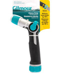 Medium Duty Thumb Control Garden Hose Nozzle With Adjustable Spray Pattern in packaging, ergonomic handle, one hand trigger lock.