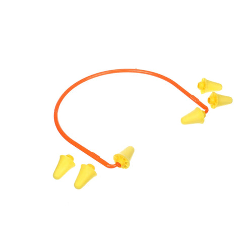 Banded Style Hearing Protection Set With Lightweight Earmuff Alternative NRR 28 DB Washable Reusable Plugs Includes Two Replacement Earplugs Ideal For Range Shooting And Hunting In Orange And Neon Green Yellow