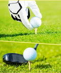 Golf ball on tee ready for swing, using Colorful Wooden Golf Tees Bulk Pack Of Five Hundred, Three And A Quarter Inch Long