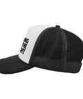 Side view of Breathable Trucker Hat for Men No Crying On The Yacht Style Plain Cap With No Sweat Band, mesh back design