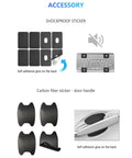 Shockproof sticker and carbon fiber door handle stickers with self-adhesive backs for vehicle protection.