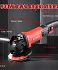 Beefy 900W Angle Grinder With 4-1/2 Inch Disc, 11,000 RPM, 7.5 Amp, 6-Speed Corded Cut Off Tool, front view