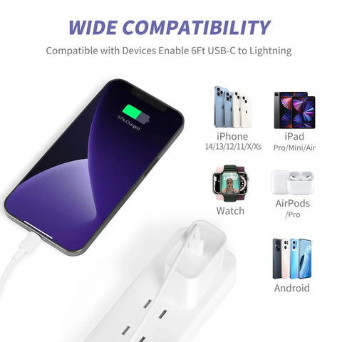 Two Pack 20W USB C PD Fast Charger Block With 6ft And 10ft USB C To Lightning Cables MFi Certified charging iPhone and iPad