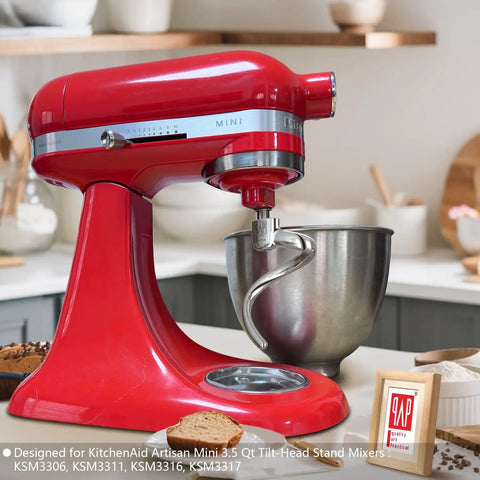Red mixer with Beefy Spiral Dough Hook Replacement For Three Point Five Qt Tilt-Head Mixers, 18 8 stainless steel attachment