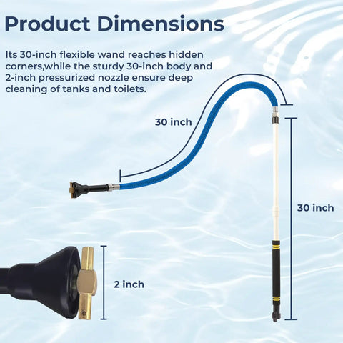 RV Tank Wand Sprayer With Swivel Head 60 Inch Backflow Preventer Leak Proof For Black Water Tank Cleaning