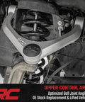Forged Upper Control Arms For 07 18 Chevy And GMC Trucks And SUVs Aluminum Forged Strength POM Ball Joints For More Motion And Easier Install Corrects Ball Joint Angle For Lifted Rigs Clevite Rubber Bushings Fully Greaseable installed view