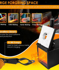 Triple Burner Propane Forge for Blacksmithing and Knife Making, 2700℉ Heavy-Duty Square Forge, V-Bit Tongs, and Leather Gloves