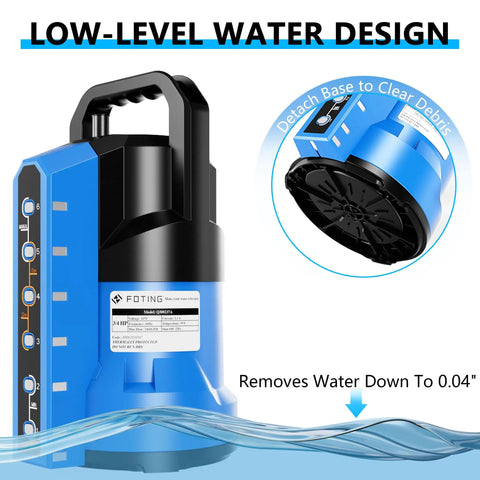 Three Quarter HP Auto Submersible Sump Pump 2400 GPH Thermoplastic Portable Water Pump design features