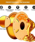Silk PLA Filament For 3D Printing, 1.75mm With 0.03mm Tolerance, 1kg spool, liquid gold metallic finish, professional packaging
