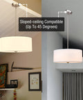 Three Light Drum Pendant Chandelier With White Fabric Shade Brushed Nickel Finish Tempered Glass Diffuser Dope Modern Ceiling Light