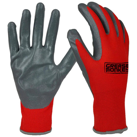 Nitrile Coated Work Gloves for Mechanics and DIY Tasks 15 Pairs Size Large Oil and Grease Resistant with Tight Grip