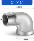 Side view of Five Pack 304 Stainless Steel 1 Inch NPT Male to 1 Inch NPT Female 90 Degree Pipe Elbow Fittings showing dimensions