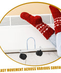 Heavy Duty Universal Replacement Heater Wheels With Smooth Swivel Casters For Oil Filled And Gas Space Heaters shown with cozy socks.