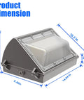 150W LED Wall Pack Outdoor Security Light With Dusk To Dawn Photocell 18000 Lumens dimensions diagram with product measurements