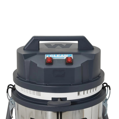 Heavy Duty Industrial Wet Dry Vacuum With Dual Motors 3.3 HP Delivers 222 CFM And 76 Inch Water Lift 27 Inch Squeegee 120V 20A Plug 2 Year Warranty Ideal For Construction Sites Warehouses And Tough Cleanup, top view