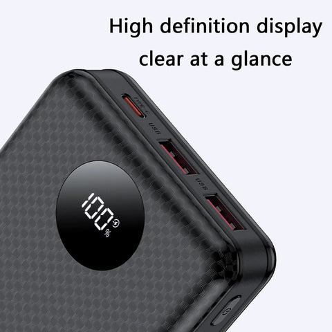 Heavy Duty 8 Bay 18650 Battery Charger Case With Live Digital Display And Usb Pd Fast Charging showing high def display and USB ports.